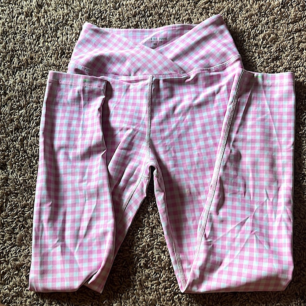 Pink and white gingam leggings